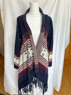 Fall/winter cardigan long fringe Aztec design